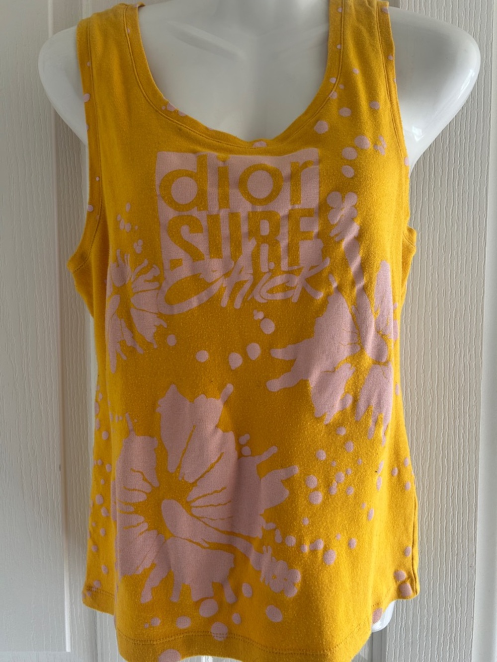 Dior Yellow Tank with Pink Floral Graphic